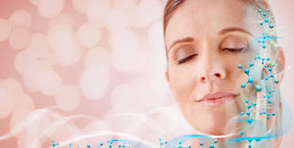 womans face showing skin cells